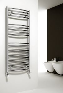 Reina Diva Steel Curved Chrome Heated Towel Rail 1000mm x 400mm Electric Only - Thermostatic