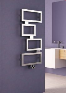 Carisa Clash Brushed Stainless Steel Designer Heated Towel Rail 920mm x 450mm