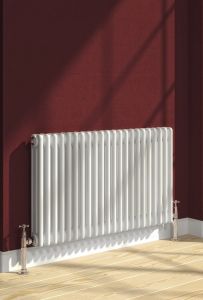 Reina Colona Steel White Horizontal 3 Column Radiator 300mm x 1190mm Electric Only - Thermostatic