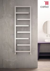 Carisa Eclipse Brushed Stainless Steel Designer Heated Towel Rail 1370mm x 500mm Central Heating