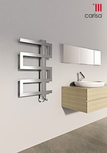 Carisa Ibiza Brushed Stainless Steel Designer Heated Towel Rail 770mm x 500mm Central Heating
