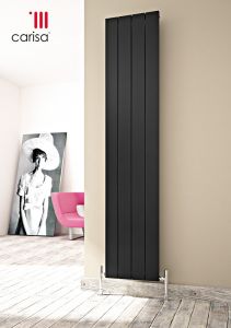 Carisa Nemo Aluminium Black Vertical Designer Radiator 1800mm x 375mm Double Panel