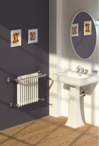 Reina Camden Steel Wall Mounted Traditional Heated Towel Rail 493mm x 625mm Chrome and White