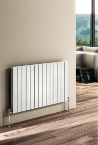 Reina Flat Steel White Horizontal Designer Radiator 600mm x 1032mm Double Panel Electric Only - Thermostatic