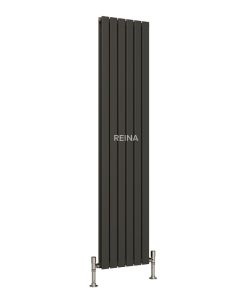 Reina Flat Steel Anthracite Vertical Designer Radiator 1800mm x 514mm Double Panel
