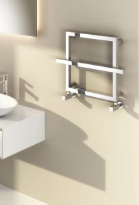 Reina Lago 1 Steel Chrome Designer Heated Towel Rail 450mm x 600mm Electric Only - Thermostatic