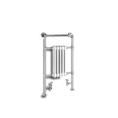 Reina Oxford Steel Floor Standing Traditional Heated Towel Rail 960mm x 538mm Chrome and White