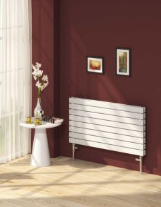 Reina Rione Steel White Horizontal Designer Radiator 550mm x 400mm Double Panel Electric Only - Thermostatic