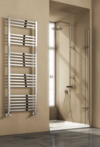 Reina Vasto Steel Chrome Designer Heated Towel Rail 775mm x 500mm Electric Only - Thermostatic