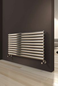 Reina Artena Stainless Steel Polished Horizontal Designer Radiator 590mm x 600mm Single Panel Electric Only - Thermostatic