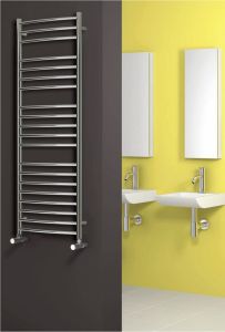 Reina Eos Polished Curved Stainless Steel Heated Towel Rail 430mm x 500mm Electric Only - Thermostatic