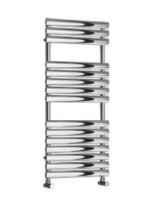 Reina Helin Polished Stainless Steel Designer Heated Towel Rail 1120mm x 500mm Electric Only - Thermostatic