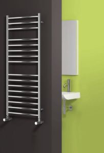 Reina Luna Flat Polished Straight Stainless Steel Heated Towel Rail 600mm x 300mm Electric Only - Thermostatic