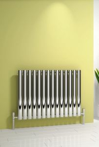 Reina Nerox Stainless Steel Polished Horizontal Designer Radiator 600mm x 1003mm Single Panel Electric Only - Thermostatic