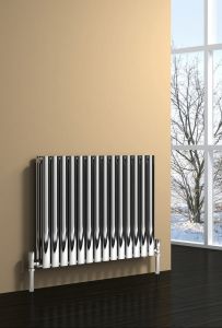 Reina Nerox Stainless Steel Polished Horizontal Designer Radiator 600mm x 413mm Double Panel Electric Only - Thermostatic