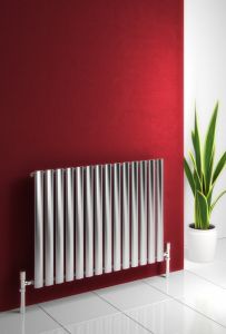 Reina Nerox Stainless Steel Brushed Horizontal Designer Radiator 600mm x 590mm Single Panel Electric Only - Thermostatic