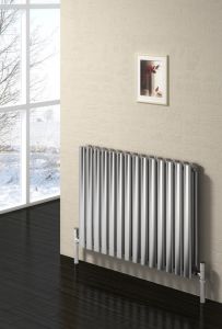 Reina Nerox Stainless Steel Brushed Horizontal Designer Radiator 600mm x 826mm Double Panel Electric Only - Thermostatic
