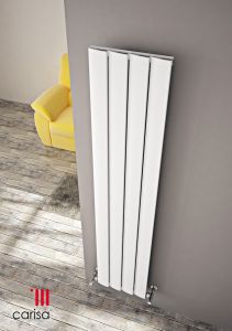 Carisa Step Aluminium White Vertical Designer Radiator 1800mm x 470mm