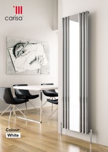 Carisa Tallis Mirror Aluminium White Horizontal Designer Radiator 470mm x 1800mm