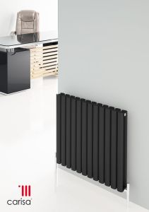 Carisa Tallis Aluminium Black Horizontal Designer Radiator 600mm x 950mm Double Panel