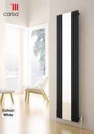 Carisa Sophia Mirror Aluminium White Vertical Designer Radiator 415mm x 1800mm