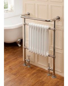 TRC Chalfont Steel Floor Standing Traditional Heated Towel Rail Nickel With White
