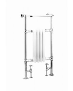 Reina Alicia Steel Floor Standing Traditional Heated Towel Rail 960mm x 495mm Chrome and White